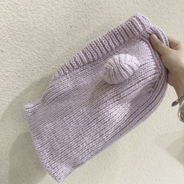 Pullover Strikket Lue Varm Balaclava Lue LYS LILLA light purple
