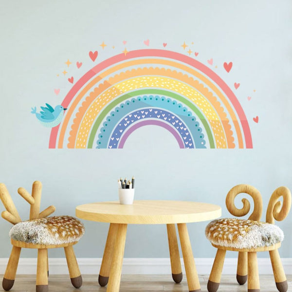 Väggdekor Färgglada Boho Rainbow Heart Tapet Rainbow Dekaler