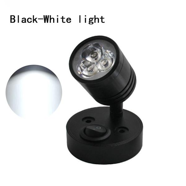 LED Væglampe Camper Van Lys SORT HVID LYS HVID LYS Black White Light-White Light