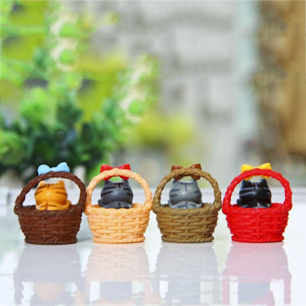 4PC Basket Cat Landscaping Micro Bonsai