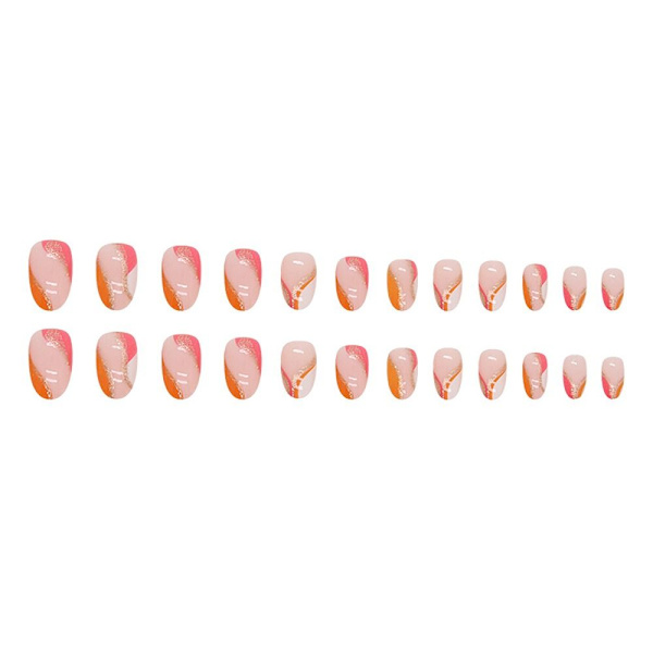 24stk/æske Bølgede falske negle Skinnende Powder Fake Nail Tryk på