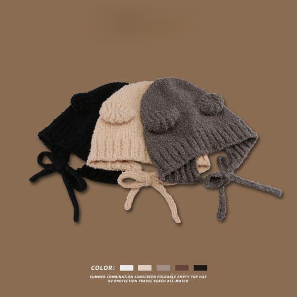 Stickad cap Björnöron GRÅ Grey