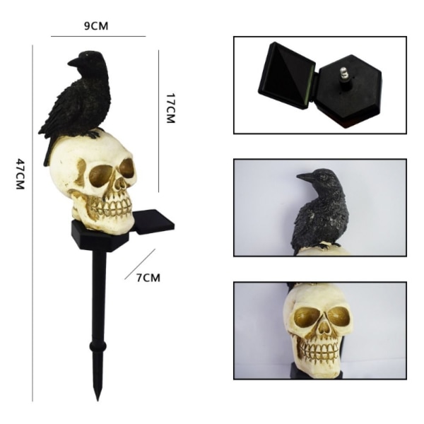 Skull Head Crow Pumpkin aurinkolamput LED-aurinkovalo 3 3 3