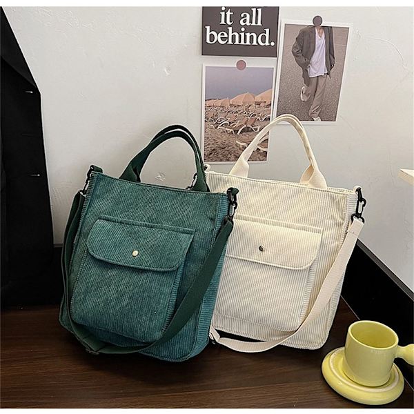 Corduroy Skuldertaske Tote Håndtasker SORT black