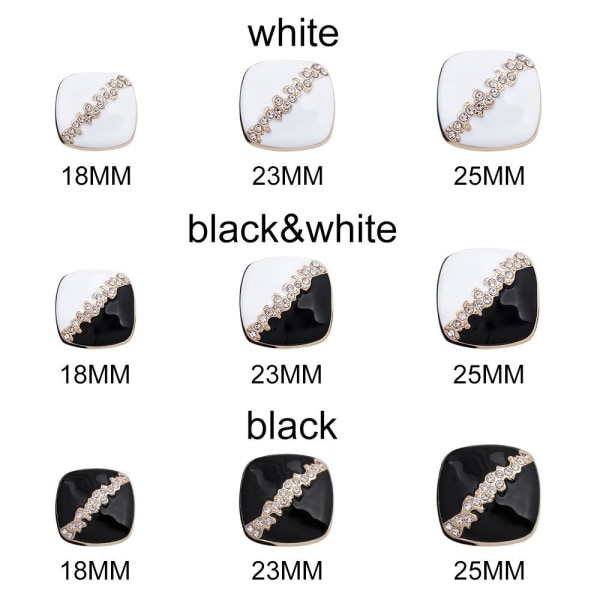 Rhinestone Buttons Skjorte Buttons SORT&HVID 25MM6STK 6STK black&white 25MM6pcs-6pcs