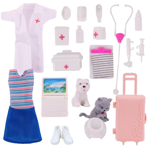 1 set satunnainen nuken vaatteet asusteet mekkokengät tavaratila 19 kpl 19PCS-A