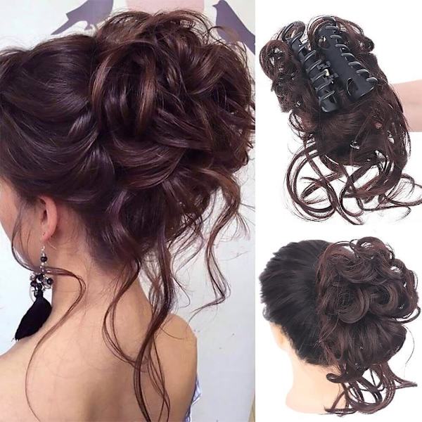 Messy Bun -hiuslisäke -hiuspihdit TUMMANRUSKEA dark brown