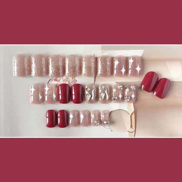 24st False Nails Short Square French 15206