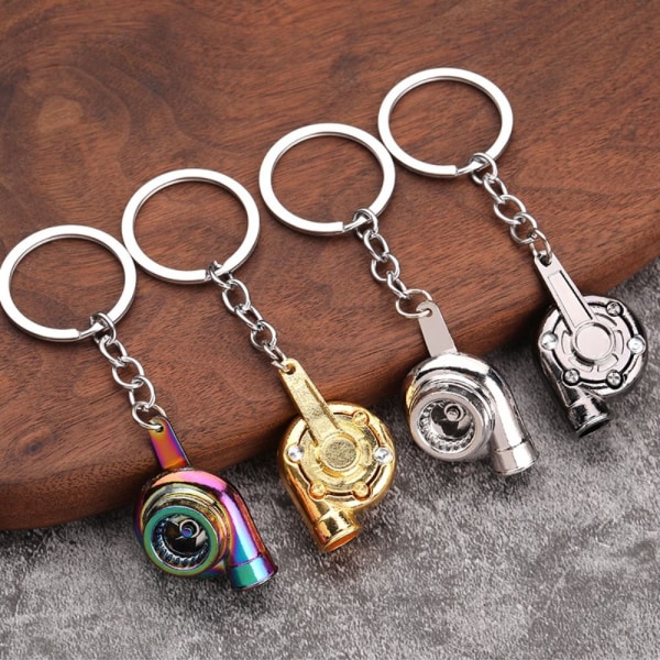 Turbo Turbolader nøkkelring Spinning Turbin Key Pendant Multicolor