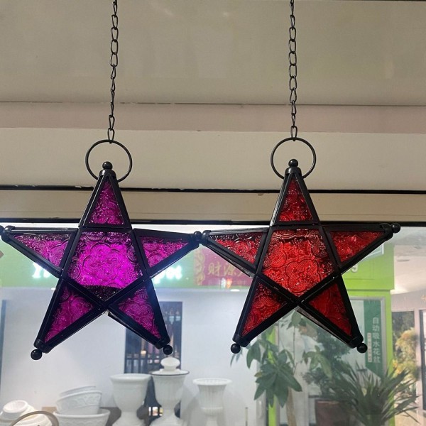 Pentagram Ljusstake Ljuslykta RÖD RÖD Red