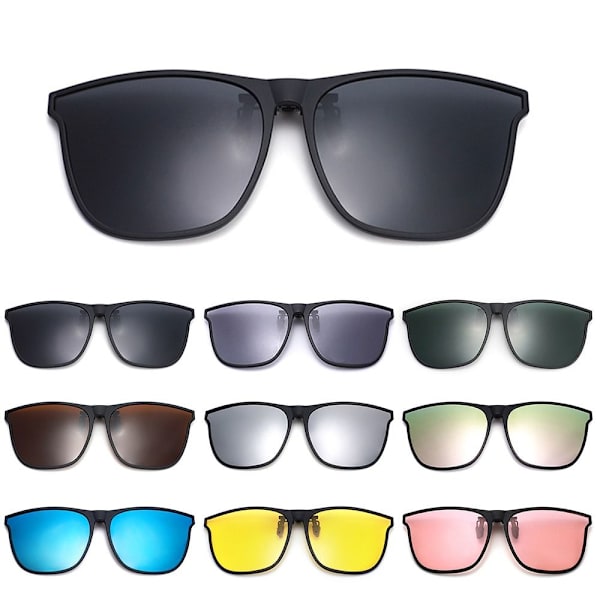 Polarisert Clip On Solbriller menns bilførerbrille SPEIL Mirrored Silver