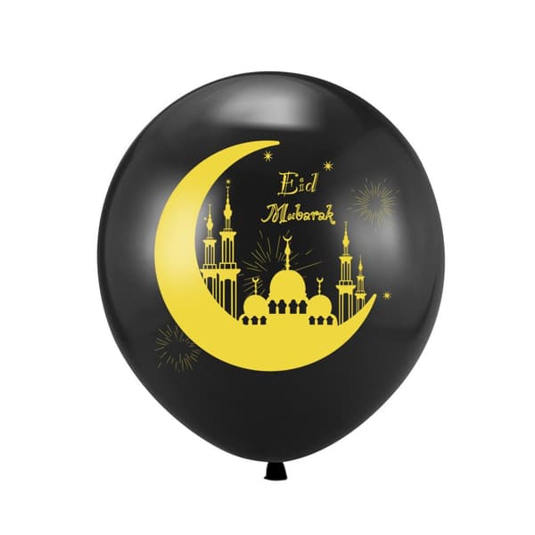 12 Tommer EID MUBARAK Balloner Latex Ballon SORT