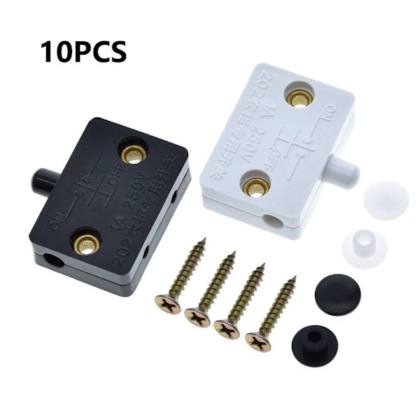 10 st Automatisk garderobsljusbrytare Dörr Touch Switch svart