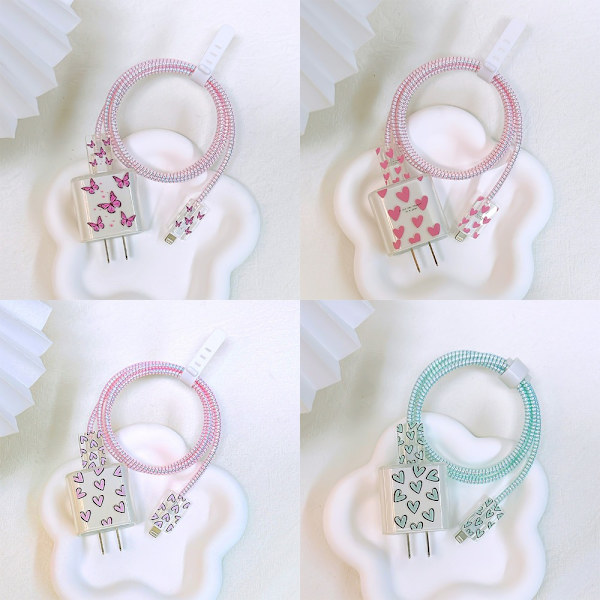 2Set Datakabel Winder Laddare Adapter Case LOVE WITH LETTERS Love with letters