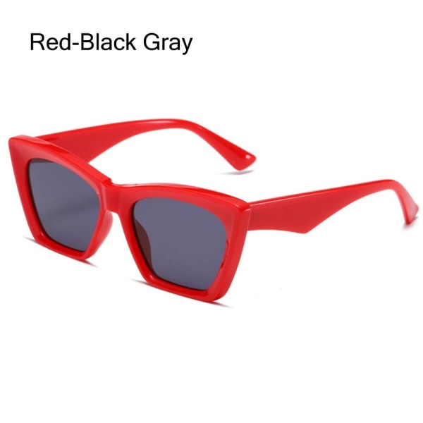 Dam Cateye Solglasögon Fyrkantiga solglasögon RÖD-SVART GRÅ Red-Black Gray