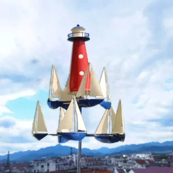 Fyrtårn Sejlbåd Vindmøller Vind Spinner Nautical Wind