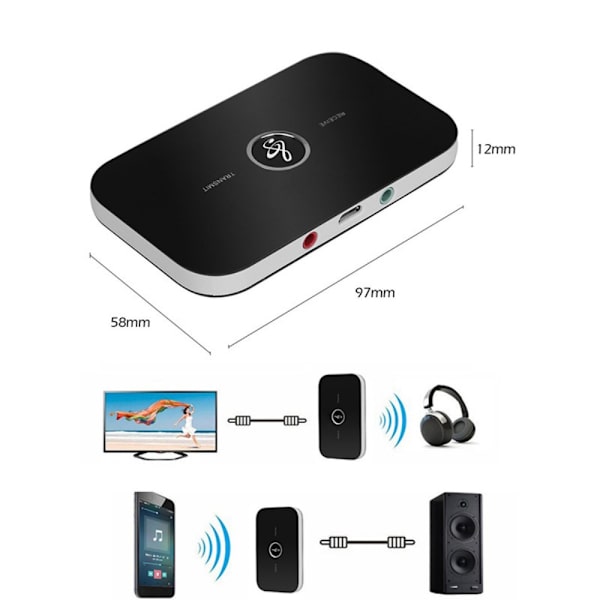 Bluetooth sender og mottaker lydsender mottaker Black