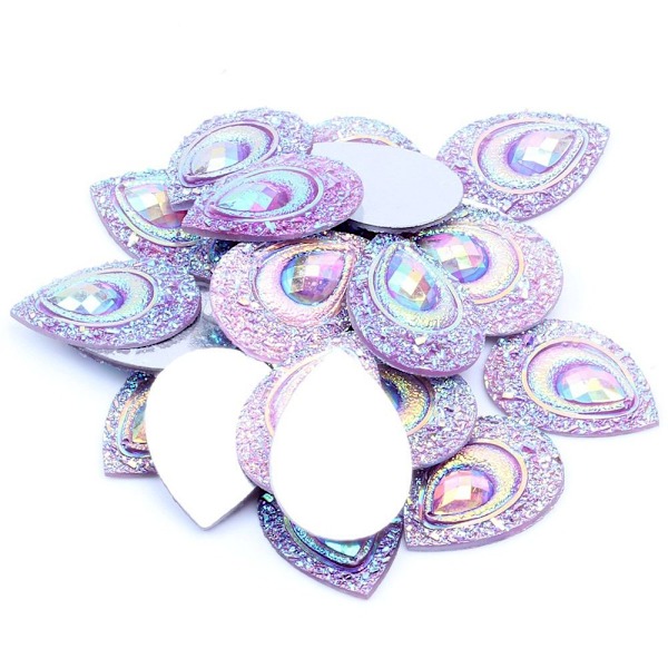 20g 18*25mm Glitter Vanndråpe Rhinestone Flatback Applique light purple