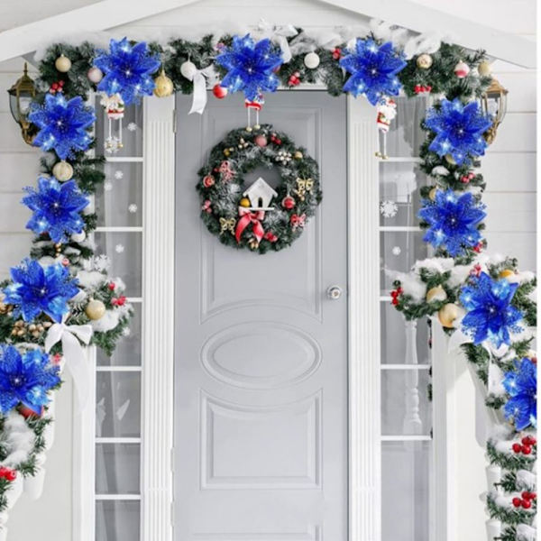 8stk Juleblomst Juletræ Blomster SORT SORT black