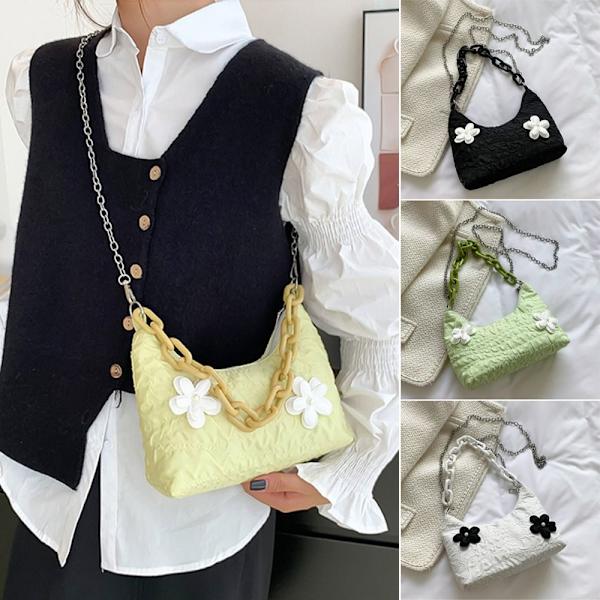 Mode Kvinnor Blomma Axelväskor Nylon Sling Handväskor vit