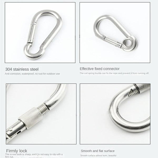 2 ST Karbinhake Clips Spring Snap Hook Snapkrokar