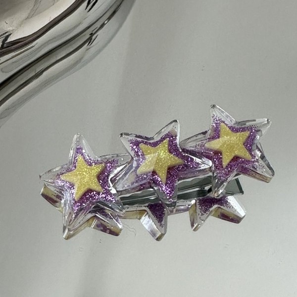 Glitter Star Hårklemmer Fargerike Stars Hårnåler LILLA Purple