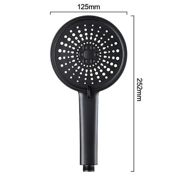 12,5cm Dusjhode Vannbesparende sprinkler SORT black