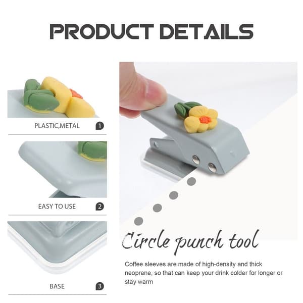 2 Stk Mini Punch Hole Punch Enkelt hull GRÅ Gray