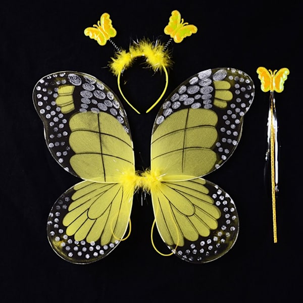 Lasten pukurekvisiitta Butterfly Wings -setit KELTAINEN 3 KPL / SET 3 Yellow 3 pcs/set-3 pcs/set