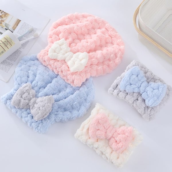 Bowknot Dry Hair Hat Kuiva Hiuspyyhe VALKOINEN white