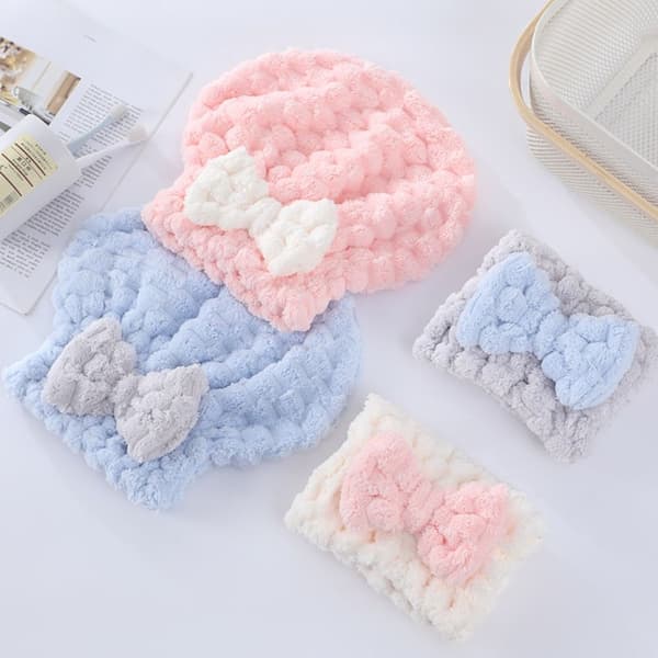 Bowknot Tørrhårhatt Tørrhårhåndkle HVIT white
