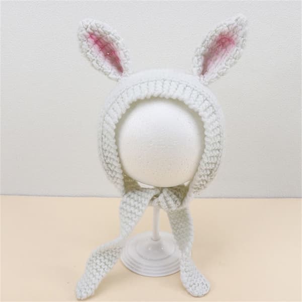 Neulottu hattu Rabbit Cap PINK pink