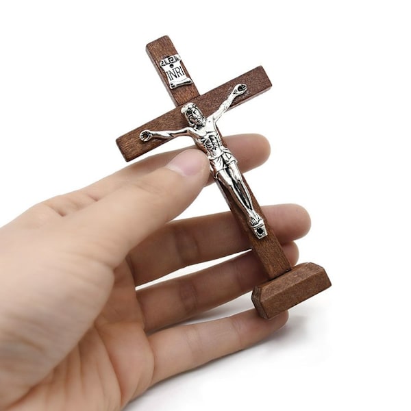 Kryds Bordpynt Krucifiks Jesus Statue SORT Black