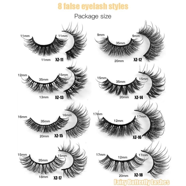 14 par falske øyevipper Mink vipper XZ17 XZ17 XZ17