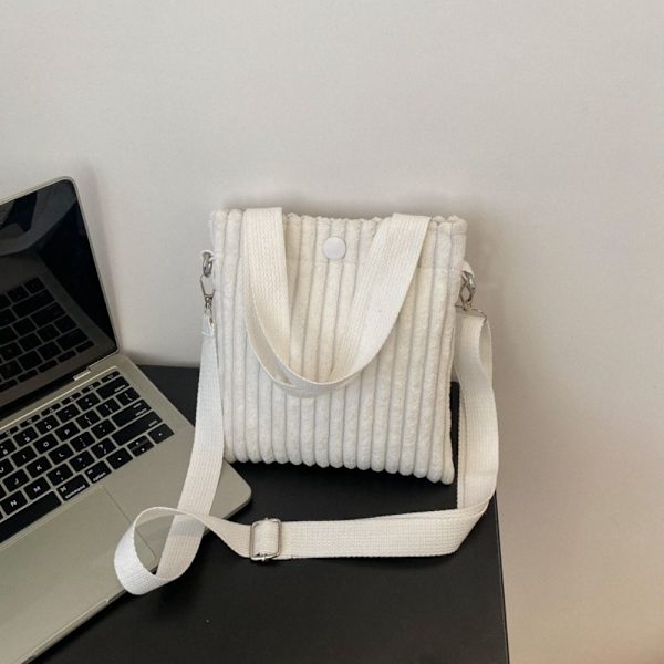 Lerret skulderveske Crossbody liten veske HVIT white