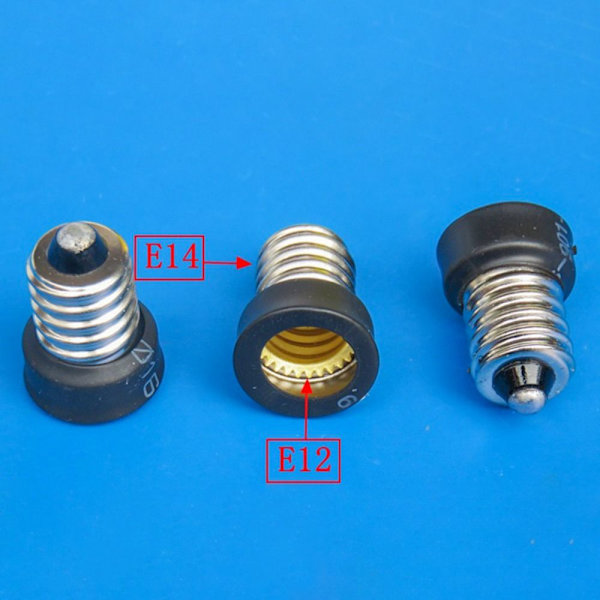 10 STK E14 til E12 Lysfatning Lampeholder SORT black