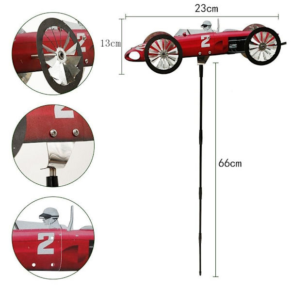 Garden Pinwheel Car Racer Windmill RED Red