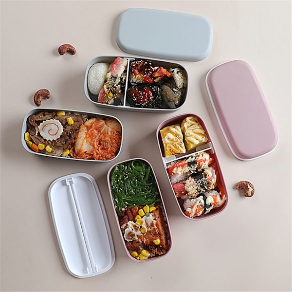 Dubbellager Bento Box Miljövänlig Lunchbox green