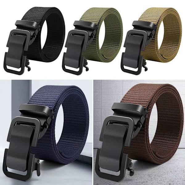 Nylon flätat bälte Automatiskt spänne midjeband KHAKI khaki