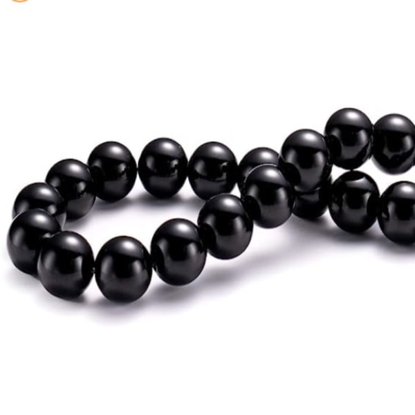 Naturlig svart Onyx Stone Semi Gemstone Perler Runde Løse Perler