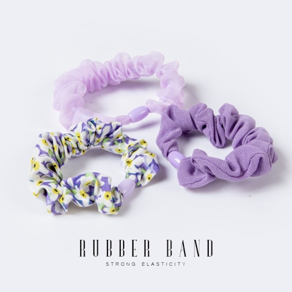 3 kpl Chiffon Lanka Scrunchies Hiukset Kuminauhat PURPLE Purple