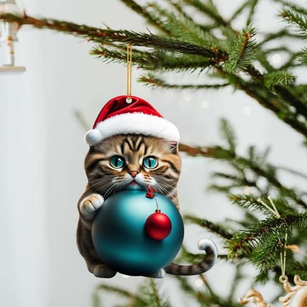 Julehat Kat Vedhæng Kat Juletræspynt 2 2 2