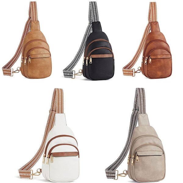 Läder Crossbody-väska Solid Fanny Pack MÖRKBRUN dark brown