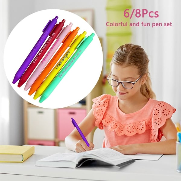 6/8 kpl kuulakärkikynät Colorful Girl Power Pens 6 kpl 6 kpl 6PCS