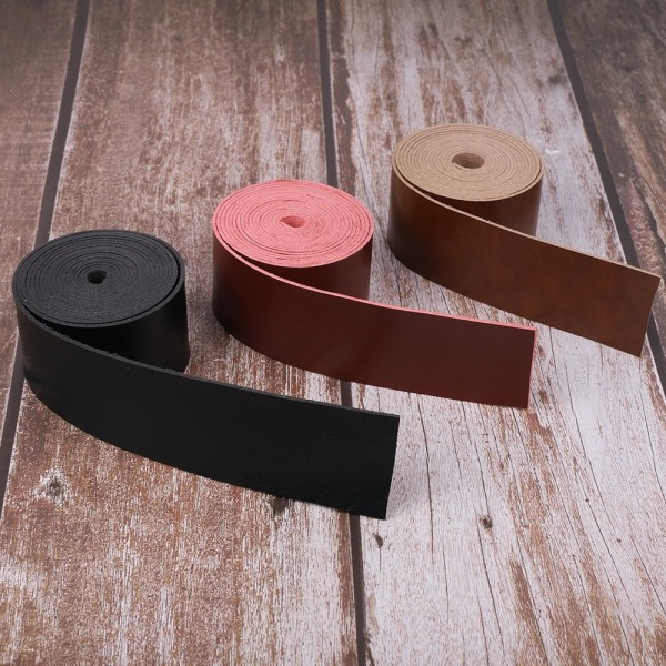 Læderrem Blank Overflade Læder Strip SORT 5CM black 5cm