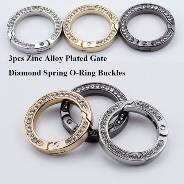 3stk Spring O-Ring Spenner Karabiner Vesker Håndvesker SØLV Silver