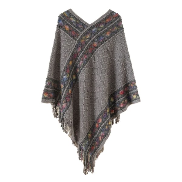 Mongolisk Poncho Rhombic Stripe Tofssjal GRÅ grey