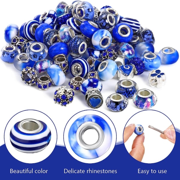 Large Hole European Beads glasperler Assorteret