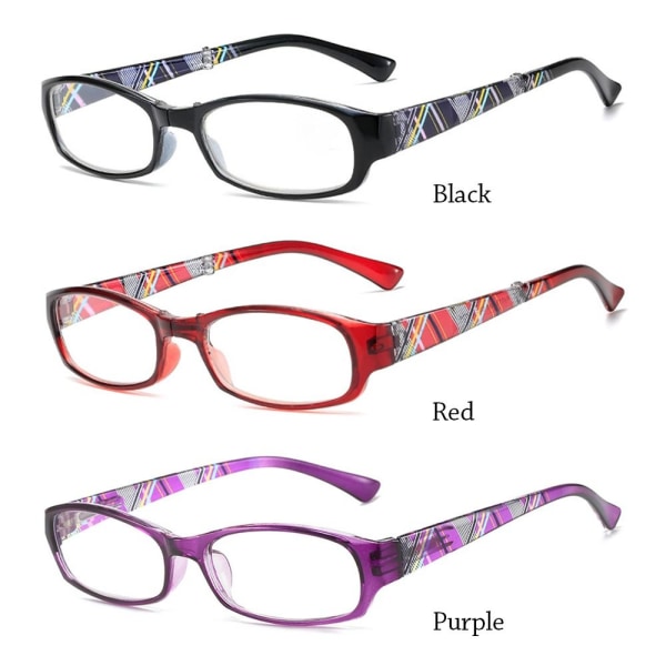 Anti-blått ljus Läsglasögon Fyrkantiga glasögon LILA Purple Strength 200