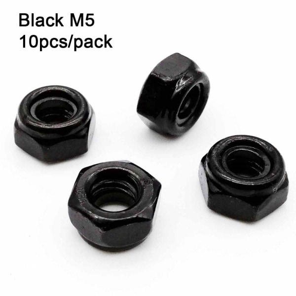 10 kpl Itselukittuva mutteri Lukitusmutteri MUSTA M5 M5 black M5-M5